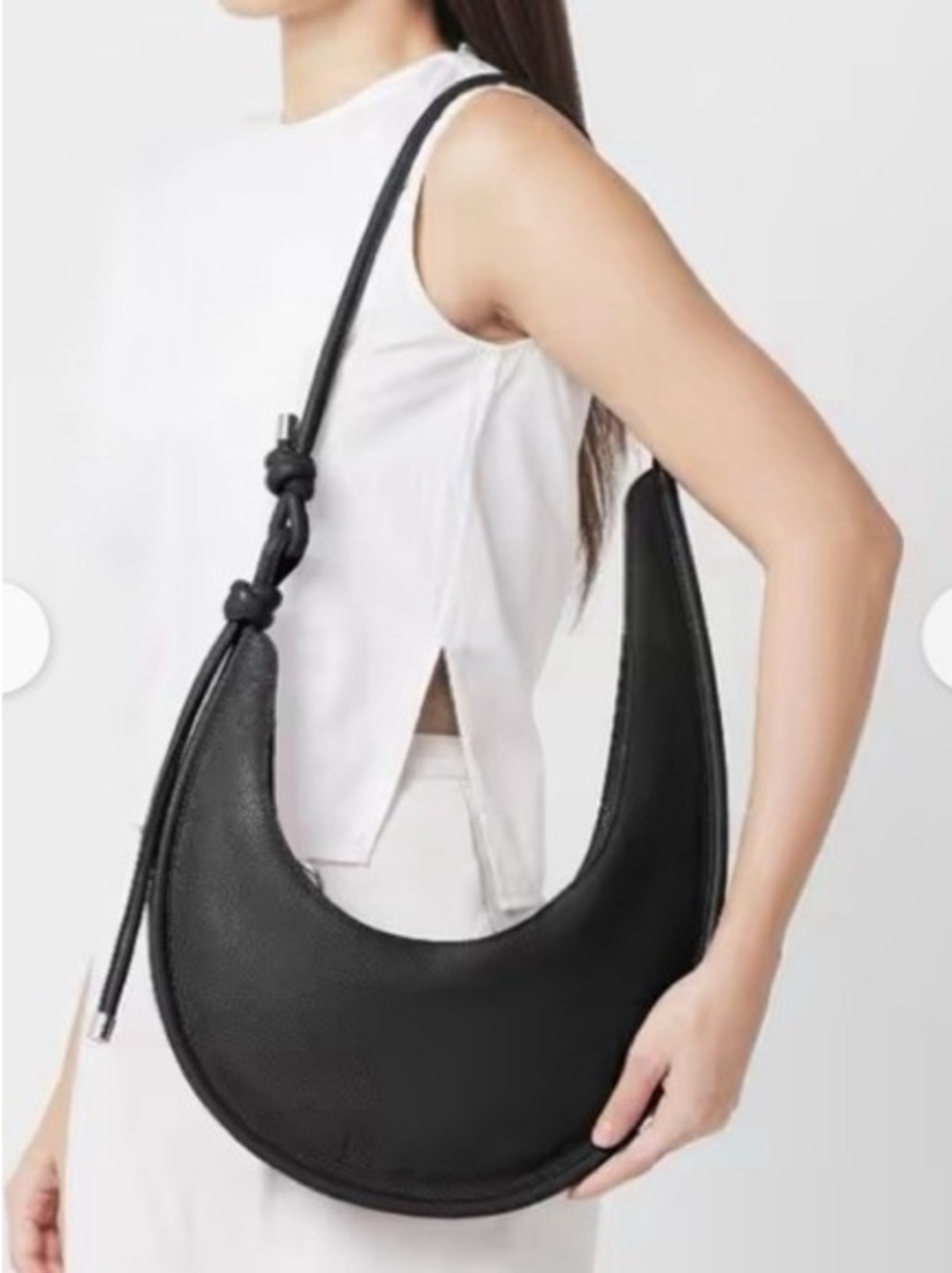 NWT Behno Crescent Black Leather Shoulder Bag